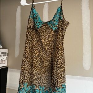Victoria's Secret Brown and Blue Satin Chemise